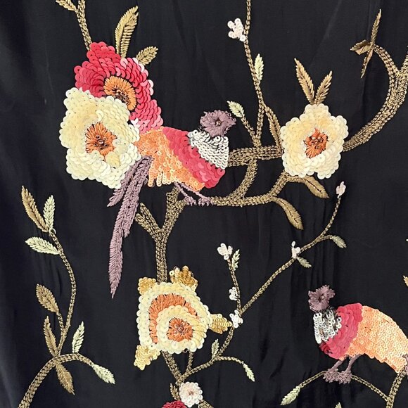 Floreat anthropologie blouse size small sequin embellished sheer floral bird - Picture 6 of 11